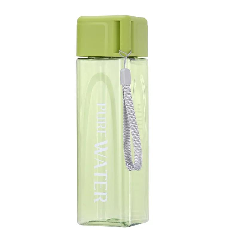 500ml Simple Square Water Bottle Personalized Portable Creative Portable Cup Leak Proof Heat-resistant Plastic Sport Bottle