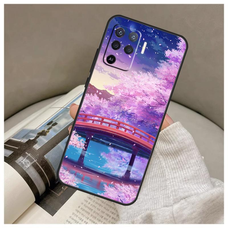 Cherry Blossom For OPPO A77 A57 A17 A54 A74 A94 A15 A16 A52 A72 A91 A93 A57s A76 A96 A5 A9 A31 A53 Case
