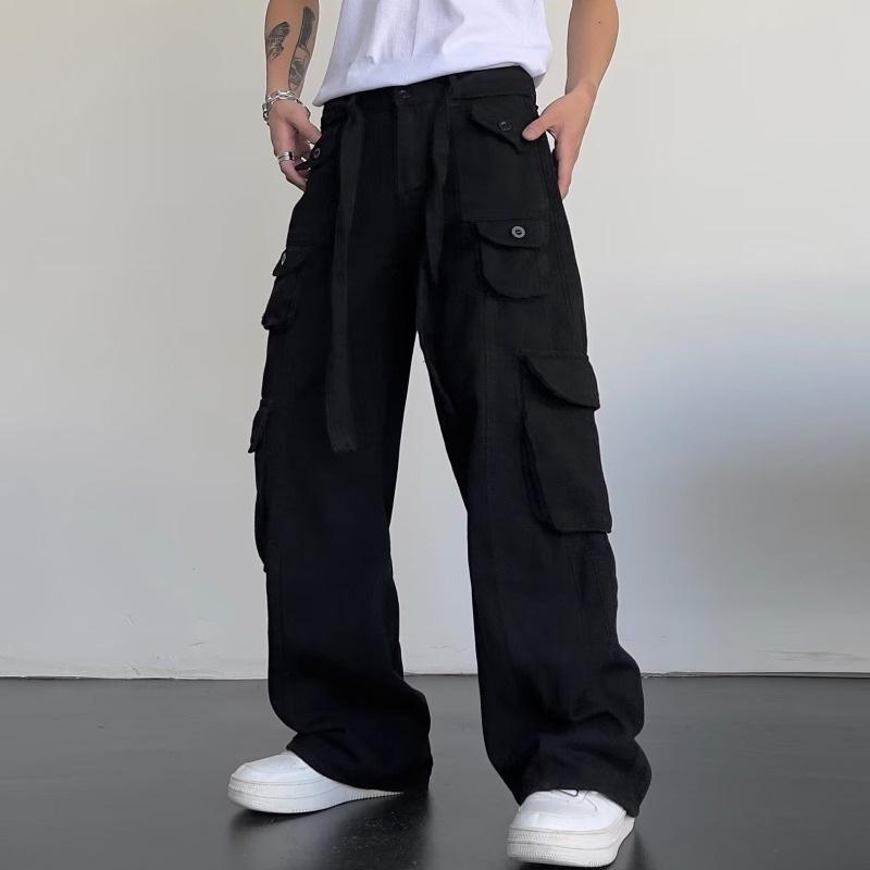 Men And Women Retro Large Pocket Overalls Wide Leg Pants Straight Summer New Fashion Casual Pants Japanese Harajuku Large Size