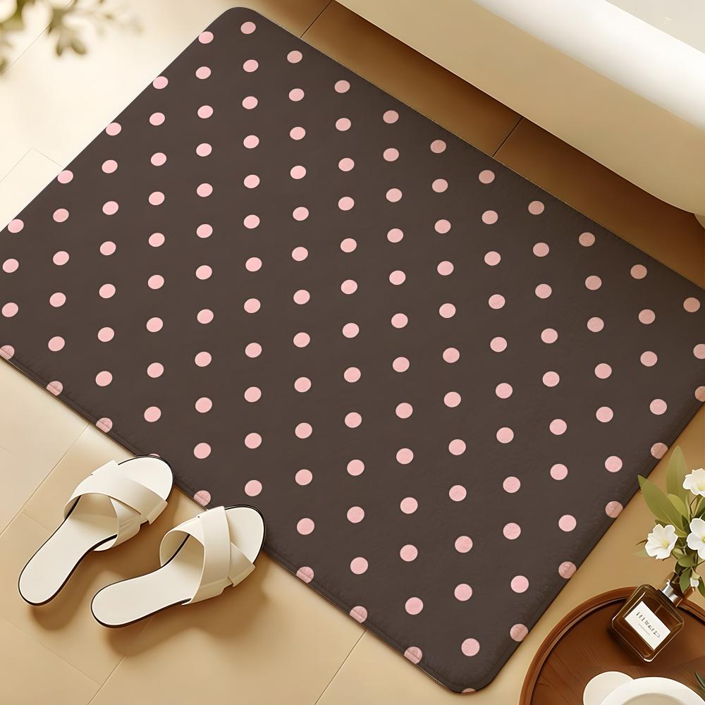 Dot Pattern Floor Mat Soft Flannel Rug Non-Slip Absorbent Mat For Bathroom Bedroom Home Decor