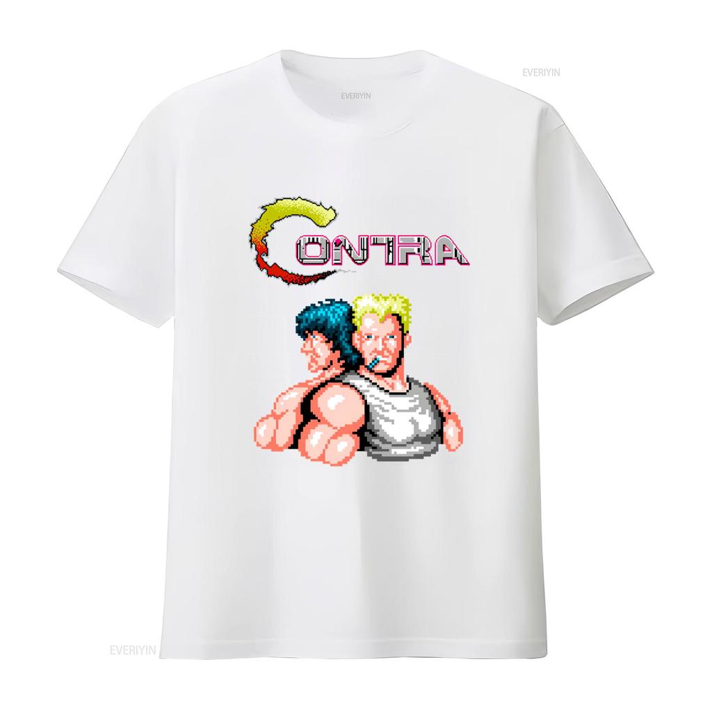 Contra NES Famicom Game Screen T Shirt 8 Bit Retro Design 100 Cotton Available in S 5XL vintage Washed fashion graphic
