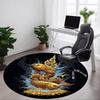 1pc Golden Fishes Splash Office Round Area Rug, Under Office Chairs Bedroom Living Room Home Decor, Room Deco, Available In Various Sizes