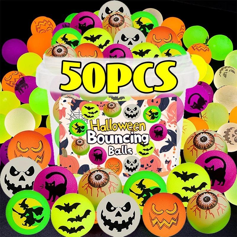 50/1pcs Luminous Halloween Bouncing Balls Glow in The Dark Fluorescent Rubber Eyeball Bouncy Ball Kids Toys Decor Party Favors