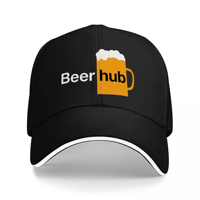 Beer Hub Logo Black Baseball Cap with Beer Mug Design for Adults Casual Wear and Outdoor Activities Style StateUnisext Accessory