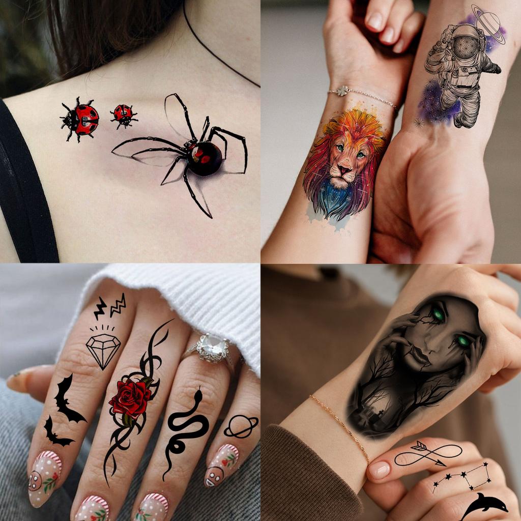 69 Sheets Watercolor Animals Temporary Tattoos Lion Fox Owl Cat Tatoos Long Lasting Waterproof Fake Tattoos Arm Hand Leg Sticker
