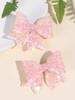 2pcs Sequin Girls Hair Bows,Shining Mesh Bow Hair Clips for Kids,Exquisite Hairpins with Tail,Kids Glitter Hair Clips Headwear