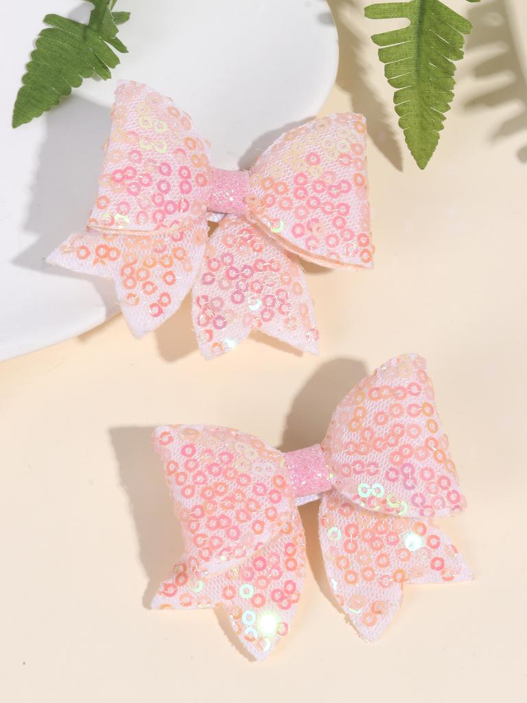 2pcs Sequin Girls Hair Bows,Shining Mesh Bow Hair Clips for Kids,Exquisite Hairpins with Tail,Kids Glitter Hair Clips Headwear
