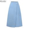 ZANZEA Women Elastic Waist Wrap Ruffled Casual Long Skirts