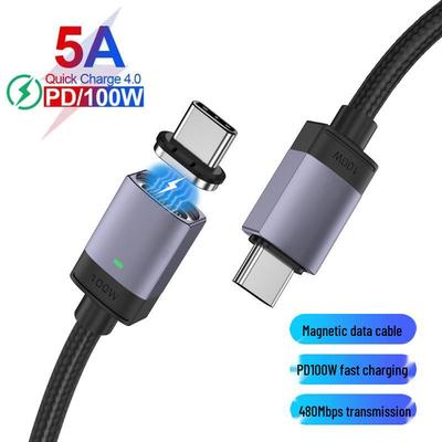 Magnetic 100W PD Type-C Cable, 5A Fast Charging for Apple Laptops.