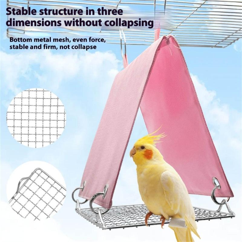 Steel Bird Bed Hammock Tent For Parakeets Lovebirds Snuggles Huts With Double Side Mat Ventilation Design For Cockatiels