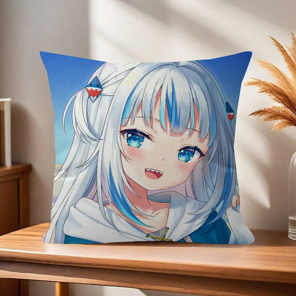 Anime Gawr cute Gura  Pillow Anime Pillow Sofa Bed Head Pillow Cover Cushion Cover Fashion