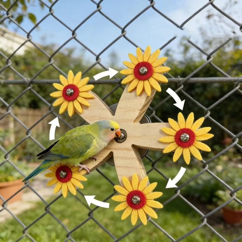 Bite-Resistant Wooden Parrots Ferris Wheel With Bearings Bird Swing Toy  Bird Cage Accessories