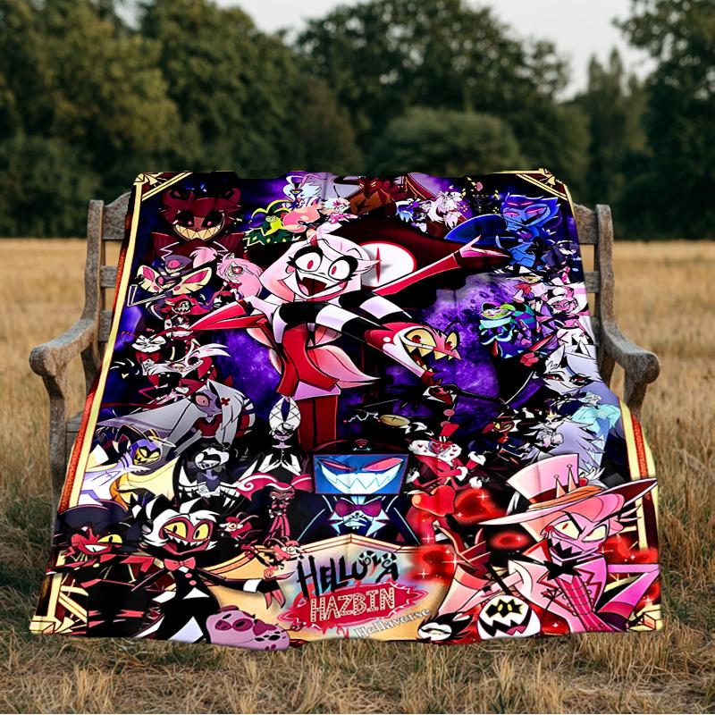 Cityscape Hazbin Nightmares Blanket Flannel Throw for Sofa, Indoor, Camping, Living Room, Office, Chair, And Bed Soft Birthday Gift