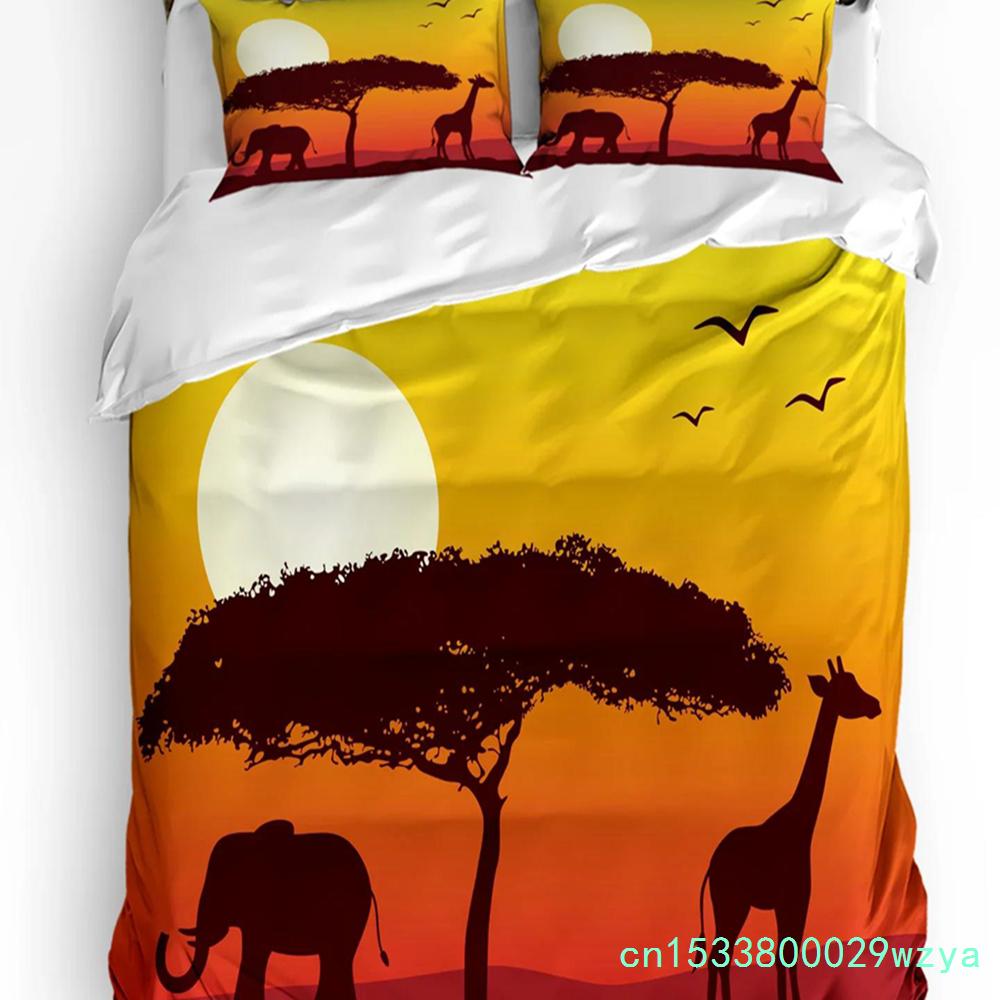Forest Animal Deer Birch Maple Grass Duvet Cover With Pillow Case Custom 3pcs Bedding Set Quilt Cover Double Bed Home Textile