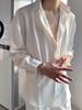 Men's Korean Style Loose Fit Ice Silk Shirt - White/Black, No Iron, Casual Drape