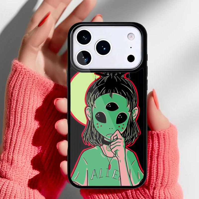 Aesthetics Cute Cartoon Alien Phone Case for iPhone 17 16 15 14 13 Pro Max Back Cover for 12 11 Pro Coque