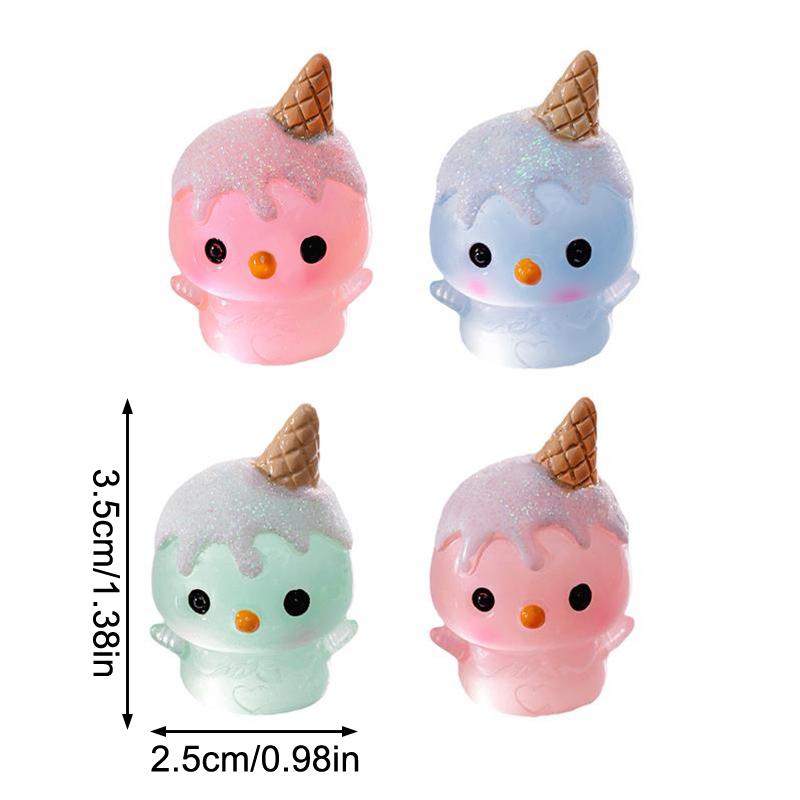 Random One Mini Luminous Ice Cream Cone Christmas Snowman Resin Car Ornaments Glow In The Dark Snowman DIY Dollhouse Accessories