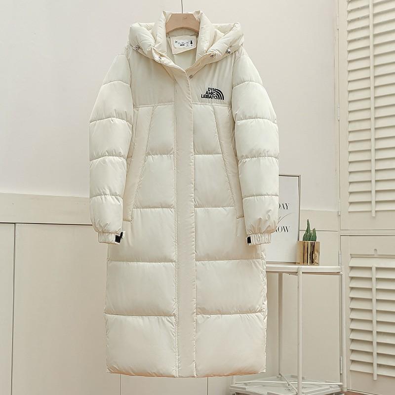 

Хлопковая женская утепленная куртка средней длины с капюшоном, модная свободная версия 3XL-165-90kg белый