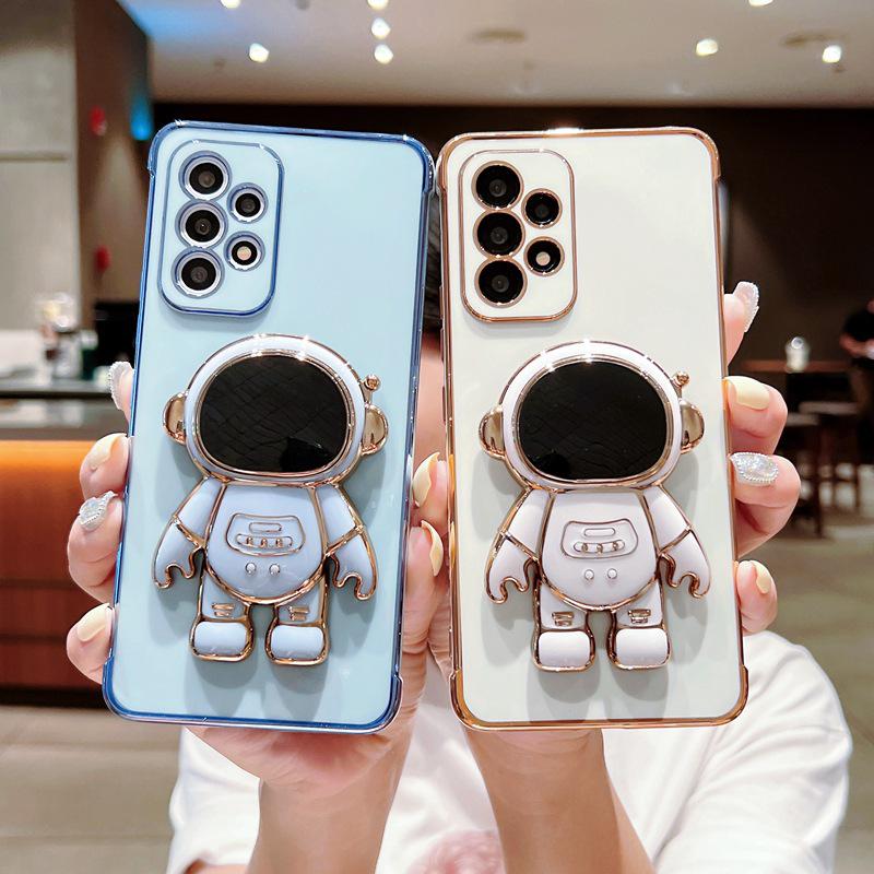 Electroplated Heart Samsung S26U Case with Anti-Drop Astronaut Bracket - Full Coverage, Soft, 15Pro Model.