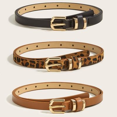 Dornschließe Damen Gürtel 1,3 cm Breit Skinny Ledergürtel Einfacher Dünner Gürtel Geschenk EMA