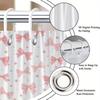 1Pc Pink Polka Dot Shower Curtain With Bow Pattern, Polyester Fabric, Machine Washable, Suitable For Bathroom Dcor.