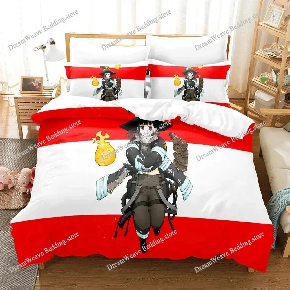 Fashion 3D Print Anime Bed Sheet Fire Force Bedding Set Single Twin Full Queen King Size Bed Set Adult Kid Bedroom Duvet Cover96