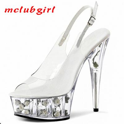 Women's Summer Fish Beak Versatile Thin Heel High-heeled Shoes Fashion Sandals 15cm Heel 5cm Platform YKC
