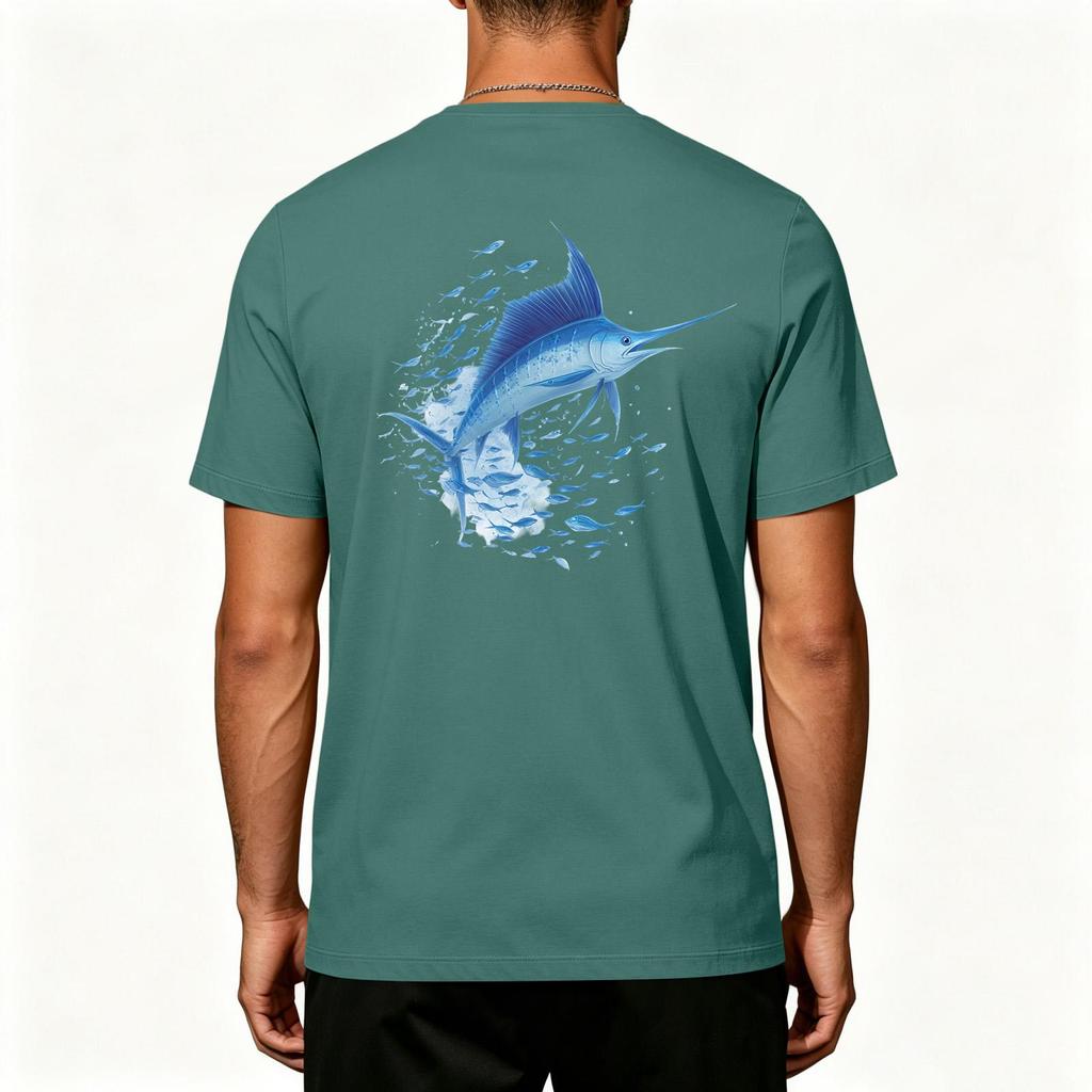 Men's 50 Plus Sun Stretch Short Sleeve T Shirt for Outdoor Fishing and Sports Activities