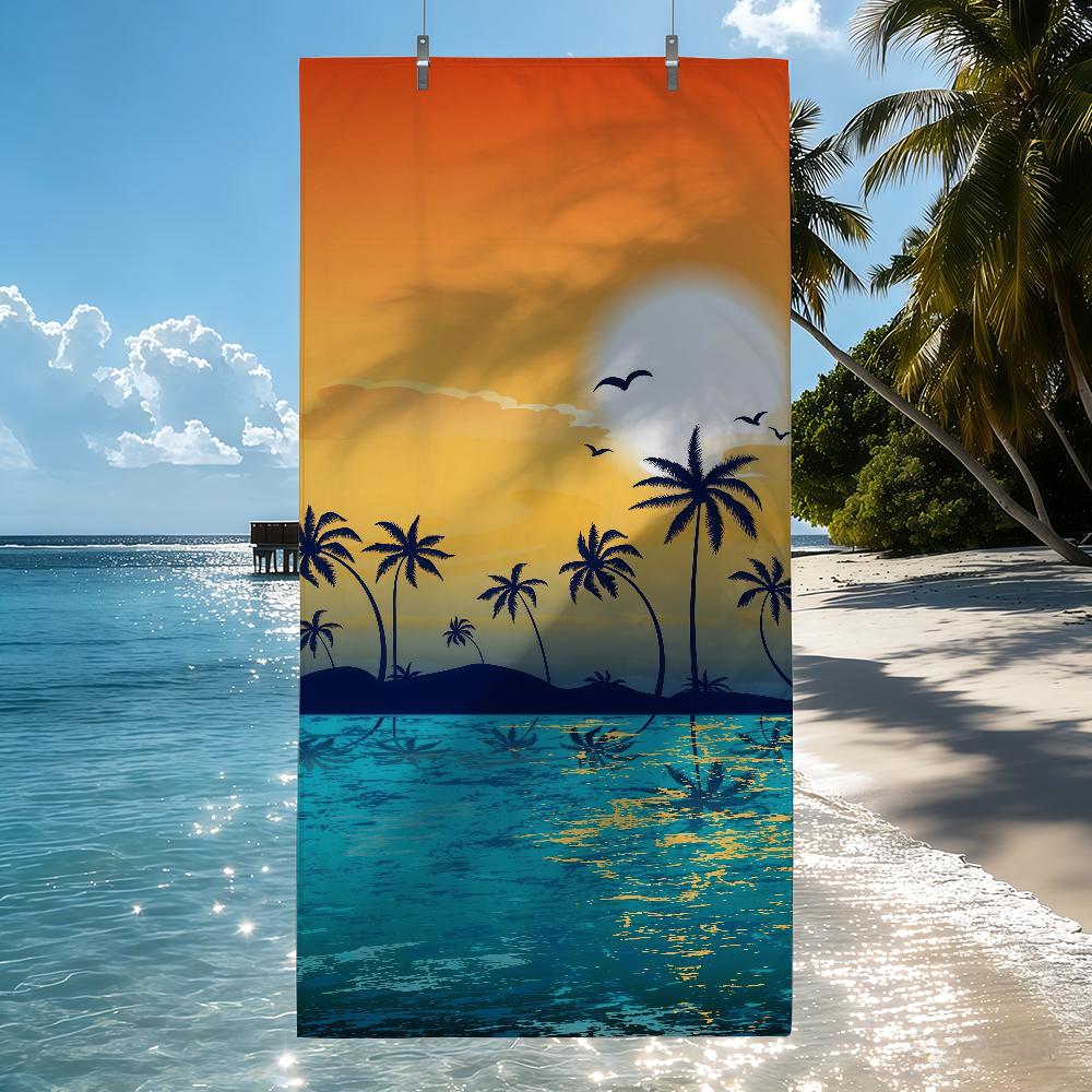 

Fashion Palm Tree Pattern Towel Quick Drying Beach Towels Are Suitable For Swimming Pools Camping Yoga And The Gym W30*H60(CM)