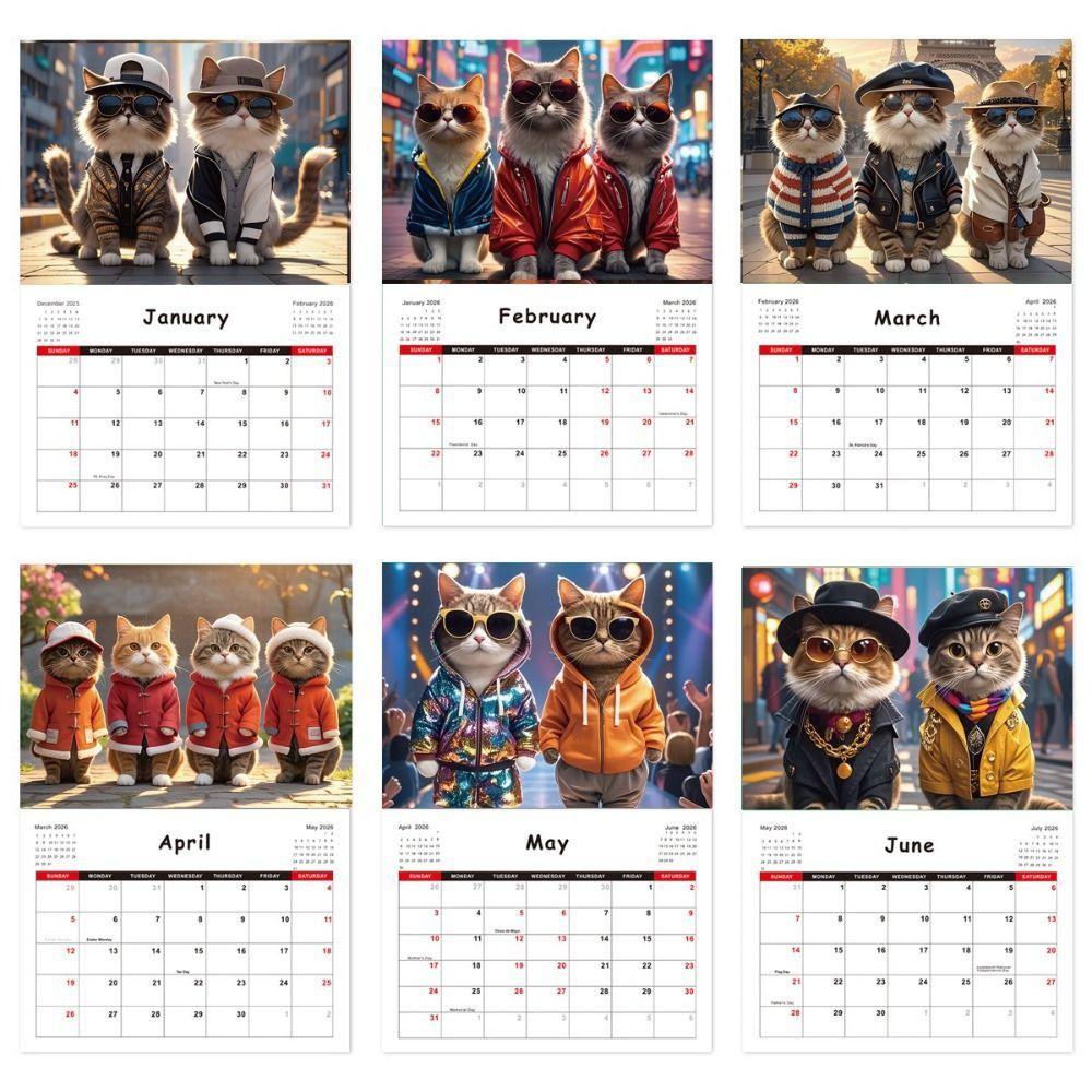 Durable Construction Cat Calendar Hanging Loop Monthly Planner  Cat Lovers Gift