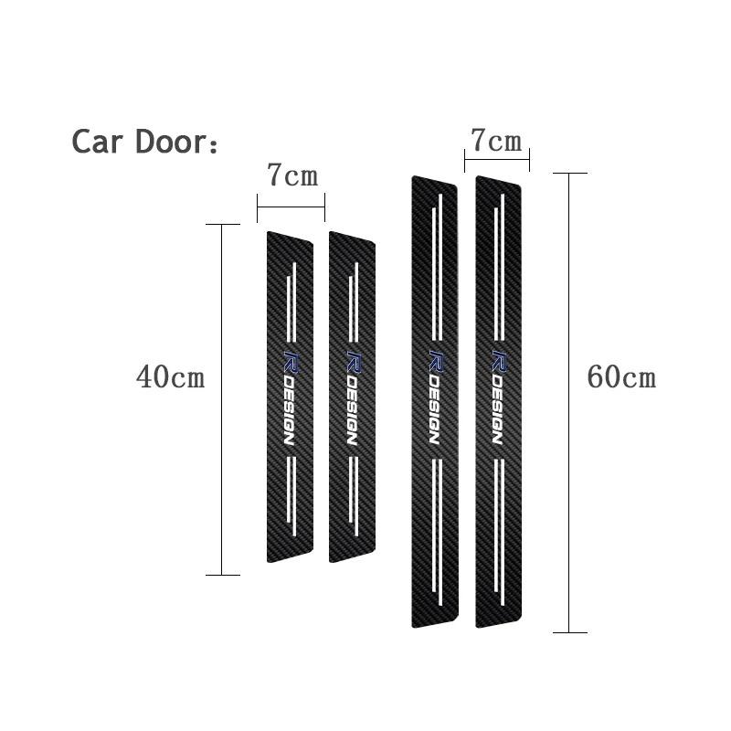 fqshd6 Carbon Fiber Vinyl Door Sill Guard Anti Scratch Protector Sticker For Volvo R-Design XC60 XC90 S60 V60 XC40 C40 S90 V90 V40 XC70