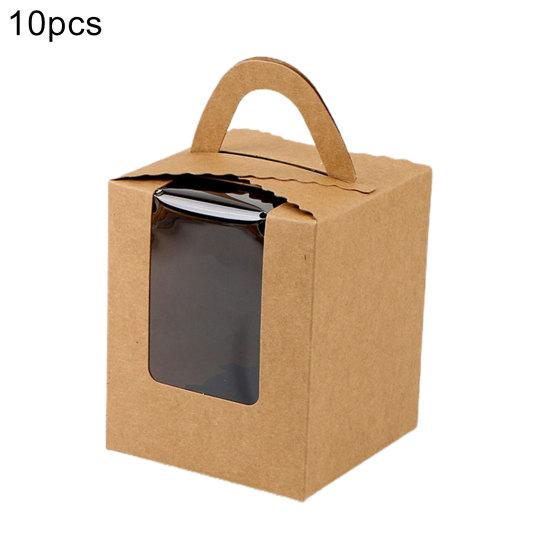 10Pcs 1 Position Handhold Cupcake Muffin Mousse Paper Packing Box Container