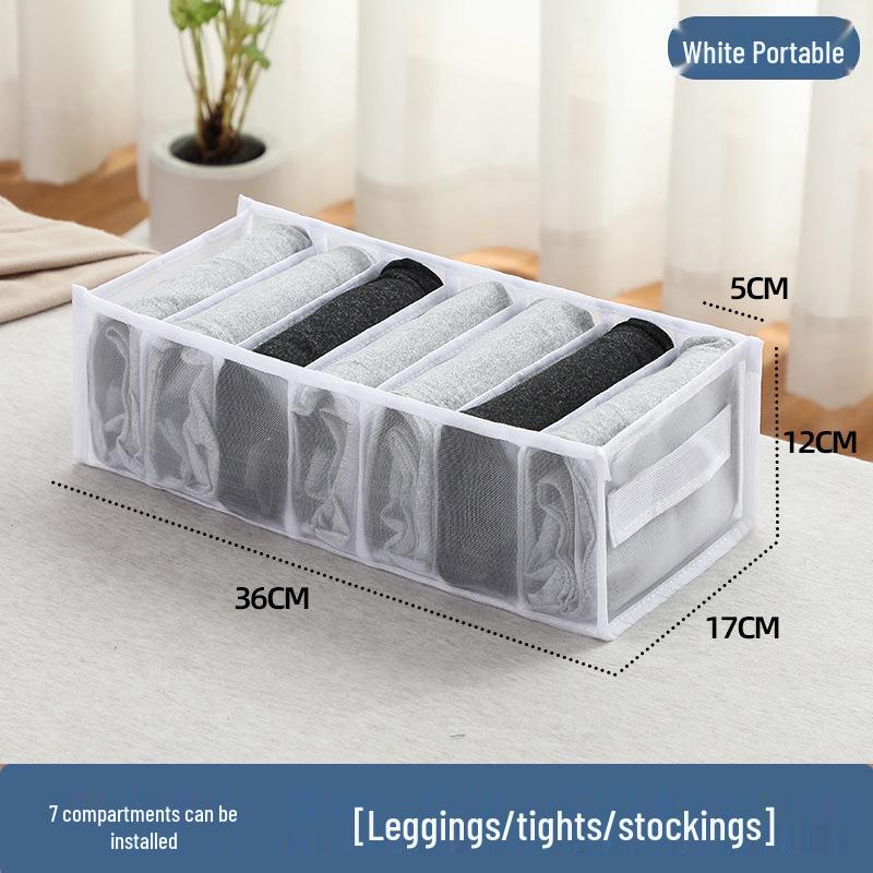 Mesh Underwear and Sock Storage Box with Dividers and Handle for Drawers and Wardrobes