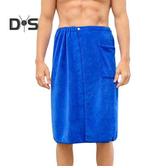 

Мужской халат, банное полотенце, регулируемая эластичная талия, домашняя одежда, ночная рубашка, карман, для спорта на открытом воздухе, для плавания, тренажерного зала, спа-полотенца 70cm синий