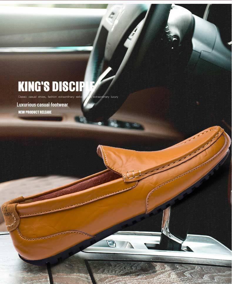 Pánské letní prodyšné kožené nazouvací mokasíny - Vykrajované, Všestranné, Nadměrné velikosti, Měkká podrážka