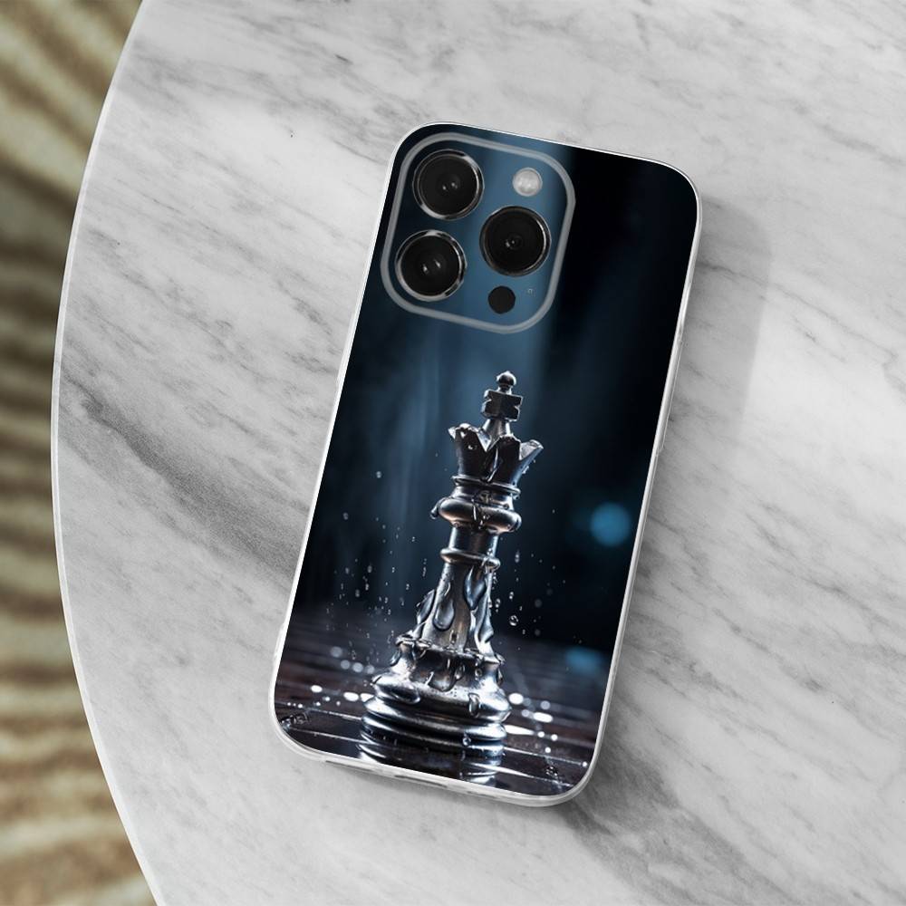 Chess Board Art Pieces Phone Case For iPhone 14,13,12,11,17,16,15,Pro,Max,Plus,X,XS,XR,SE,Mini Transparent Soft Cover