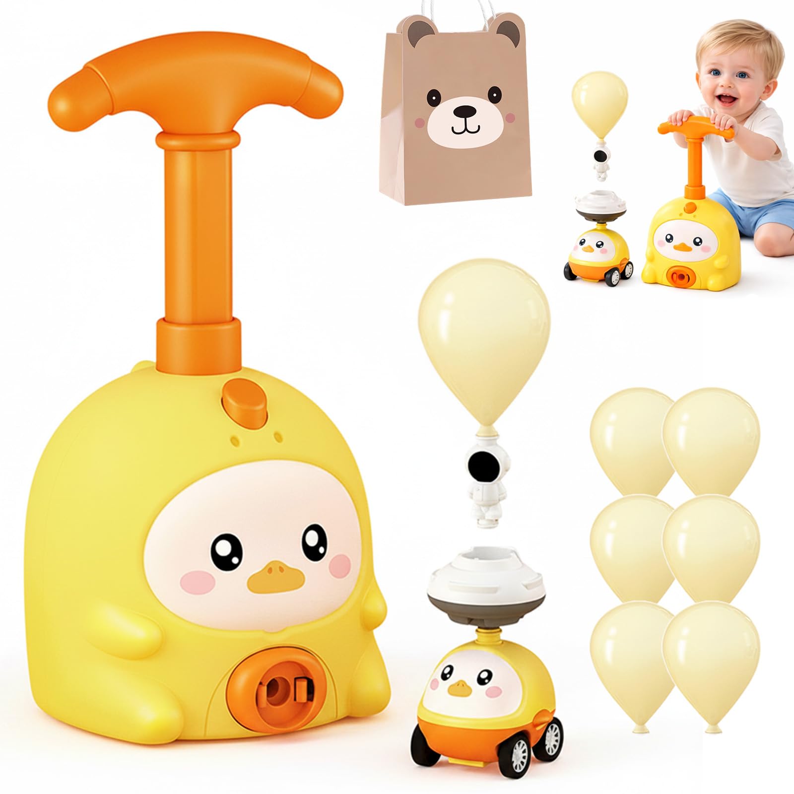 

2026 New Children s Balloon Car, Animal Balloon Launcher Toy Set, Balloon Car Toy Pump Set with 2 Cars, 2-in-1 Races on Ground & Flies in Air, Stem 1CAR