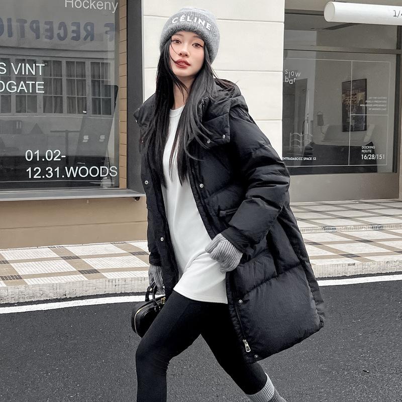 Women's down jacket medium and long thermal jacket winter thickened white goose down jacket trendy sweater