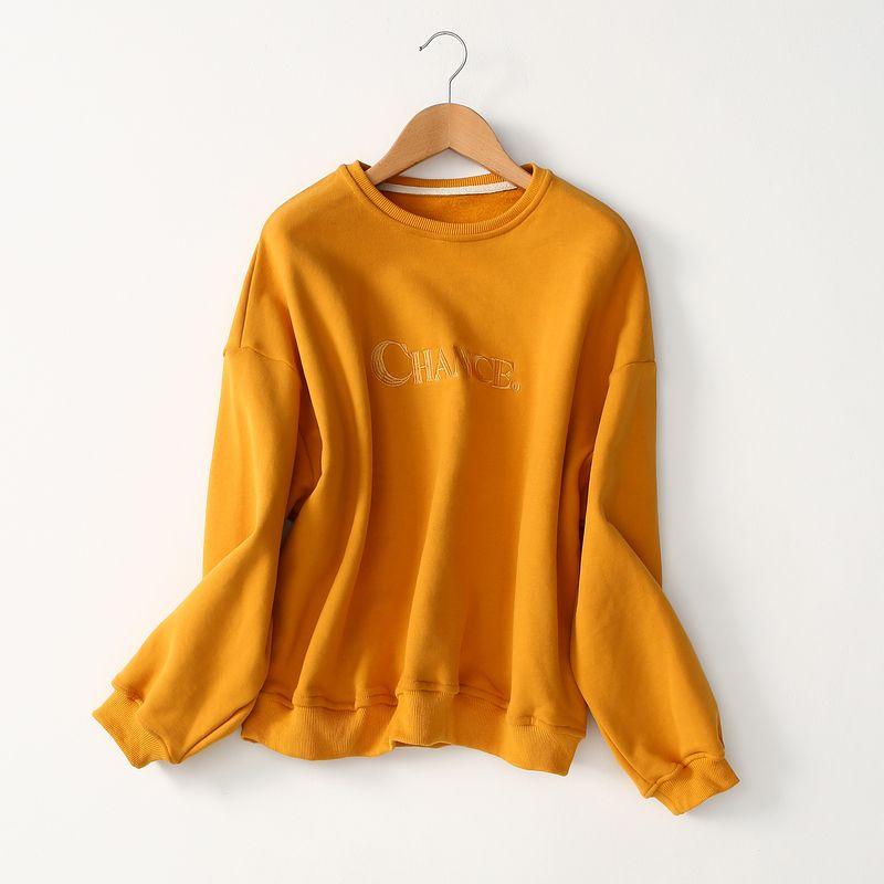 Whole Transaction Goods Fashion All-Match Alphabet plus Velvet Sweatshirt Women's Autumn and Winter Thickening Pullover Cotton Fleece Shirt Tops