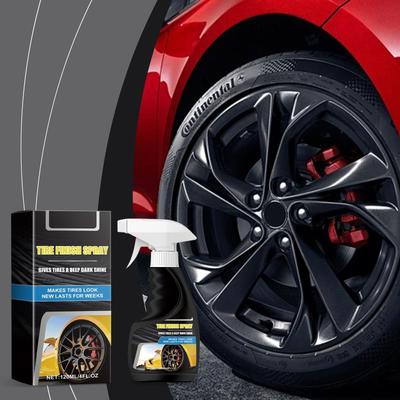 Spray para Brilho de Pneus (120 ml); Manutenção de polimento de rodas e pneus, agente de revestimento líquido para limpeza; Adequado para carros, caminhões, SUVs, trailers, etc.