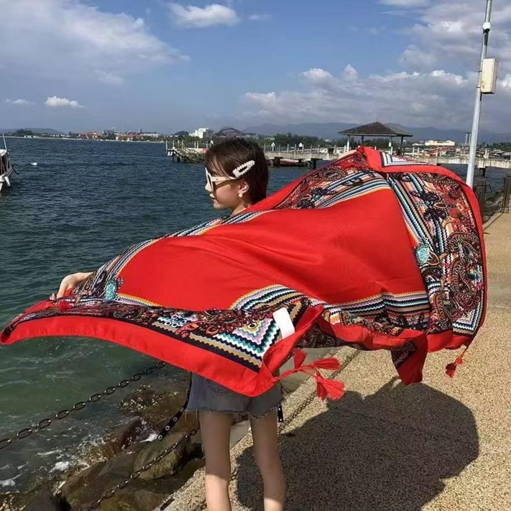 Chaka Salt Lake Great Northwest Tourism Ethnic Style Scarf Silk Scarf Women'S Summer Seaside Beach Shawl Sunscreen Thin