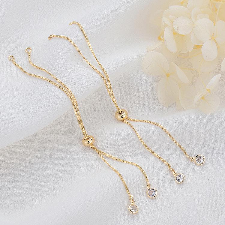 

Adjustable DIY 14K Gold-Filled Bracelet Chain with Copper-Plated Zirconia