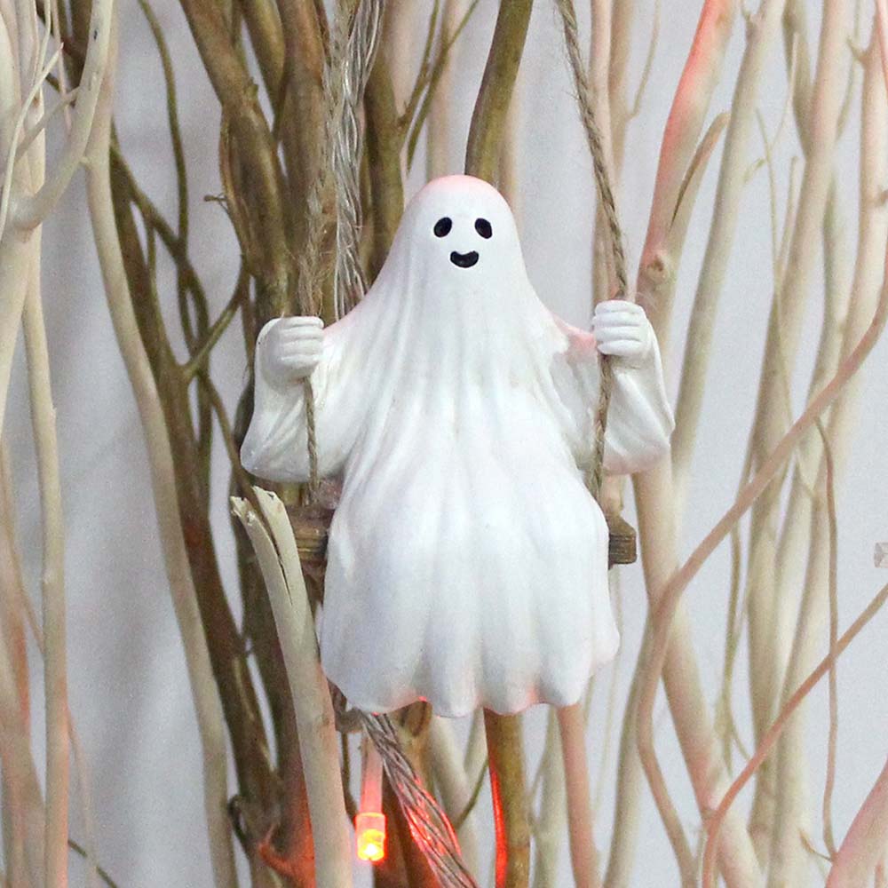 

Смола Призрак Качели Подвеска Скульптура Призрак Украшения Украшения На Хэллоуин белый