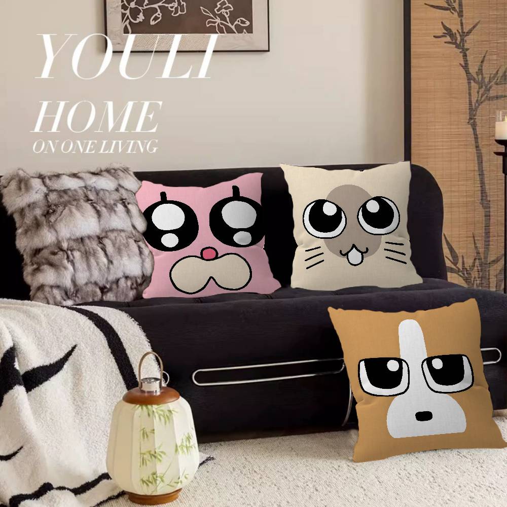 Anime SiamLIPu Pillow Covers Cartoon Sofa Decorative Home Double-sided Printing Short Plush Cute Cushion Cover