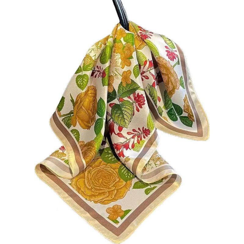 100% Silk Scarf Women Neck Hair Foulard Square Hijab Scarves Bandana 53cm New Wrap Kerchief Headband Shawls apaszka