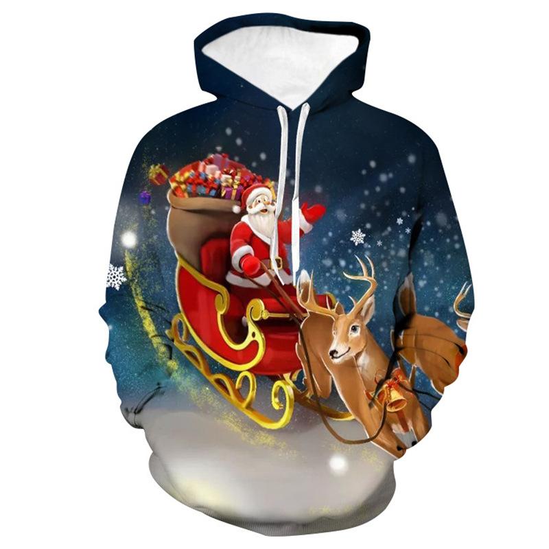 Autumn 3D Christmas Theme Printed Hoodies Fashionable Casual Sports Long Sleeved Men's and Women's Unisex Hooded Sweatshirts
