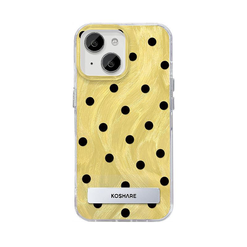Suitable for Apple 15 Mobile Phone Case Summer IPhone 14pro Black Polka Dot Invisible Bracket 13/12 Heightened Large Hole