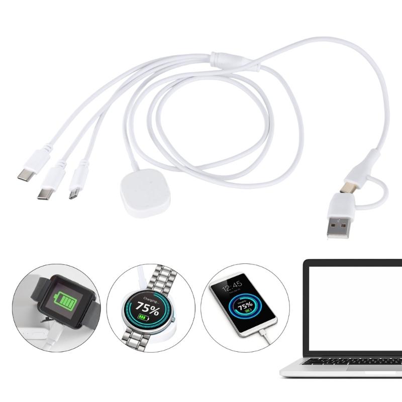 Type C USB to Double Type C+Micro USB+ Watch Charger Cable for Cellphone Tablet Watch Multi Charging Cable