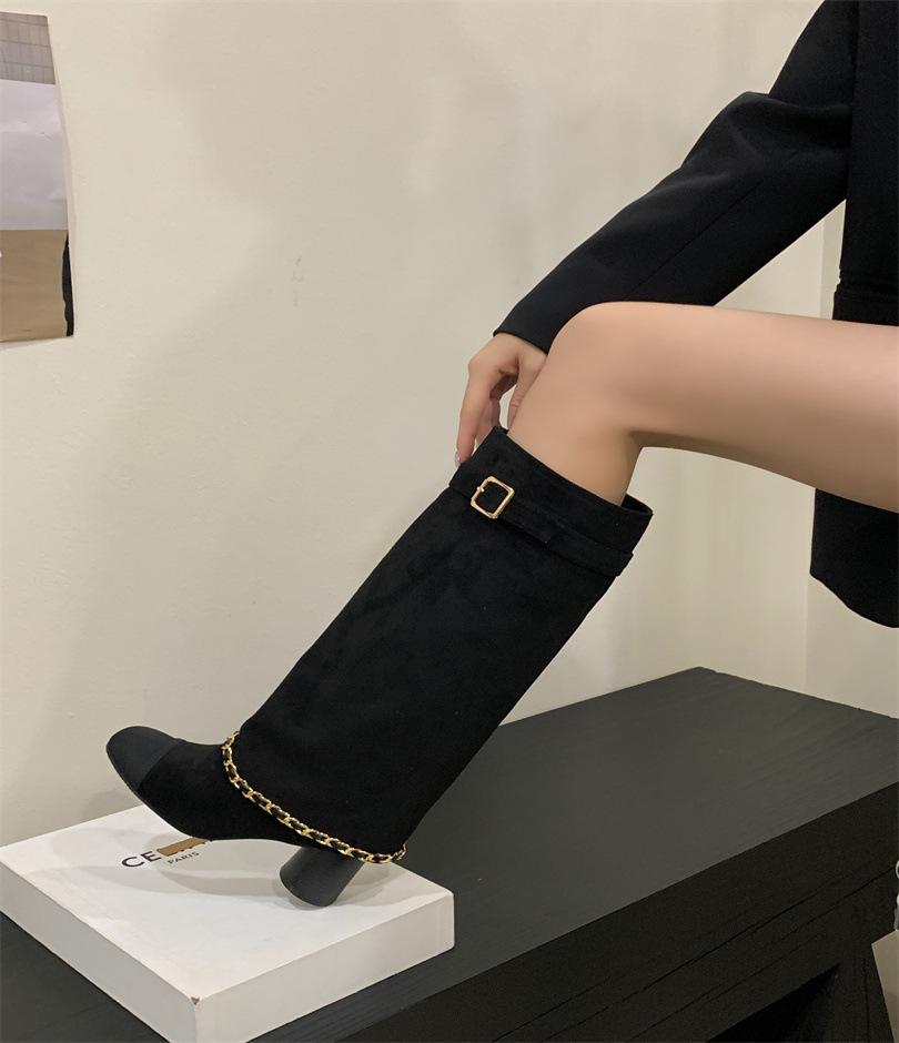 Coarse heel French small fragrant style but knee boots women's boots 2025 new high trousers knight boots