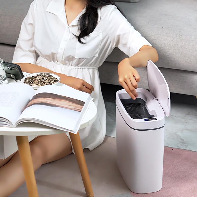 13L Smart Sensor Trash Can Electronic Automatic Household Bathroom Toilet Bedroom Living Room Waterproof Narrow Seam Sensor Bin